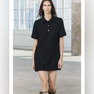 🔥NWT Zara🔥 Black Short Textured Dress ZW Collection